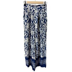 Anthropologie Blue and White Wide Leg Pants